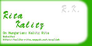 rita kalitz business card